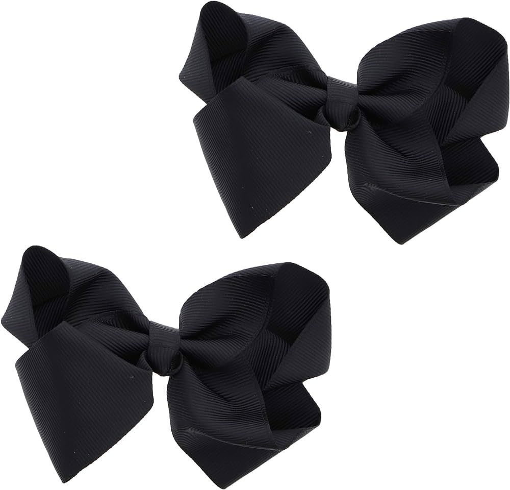 3 Inch Grosgrain Bow for Little Girls- Set of 2 (Black) | Amazon (US)