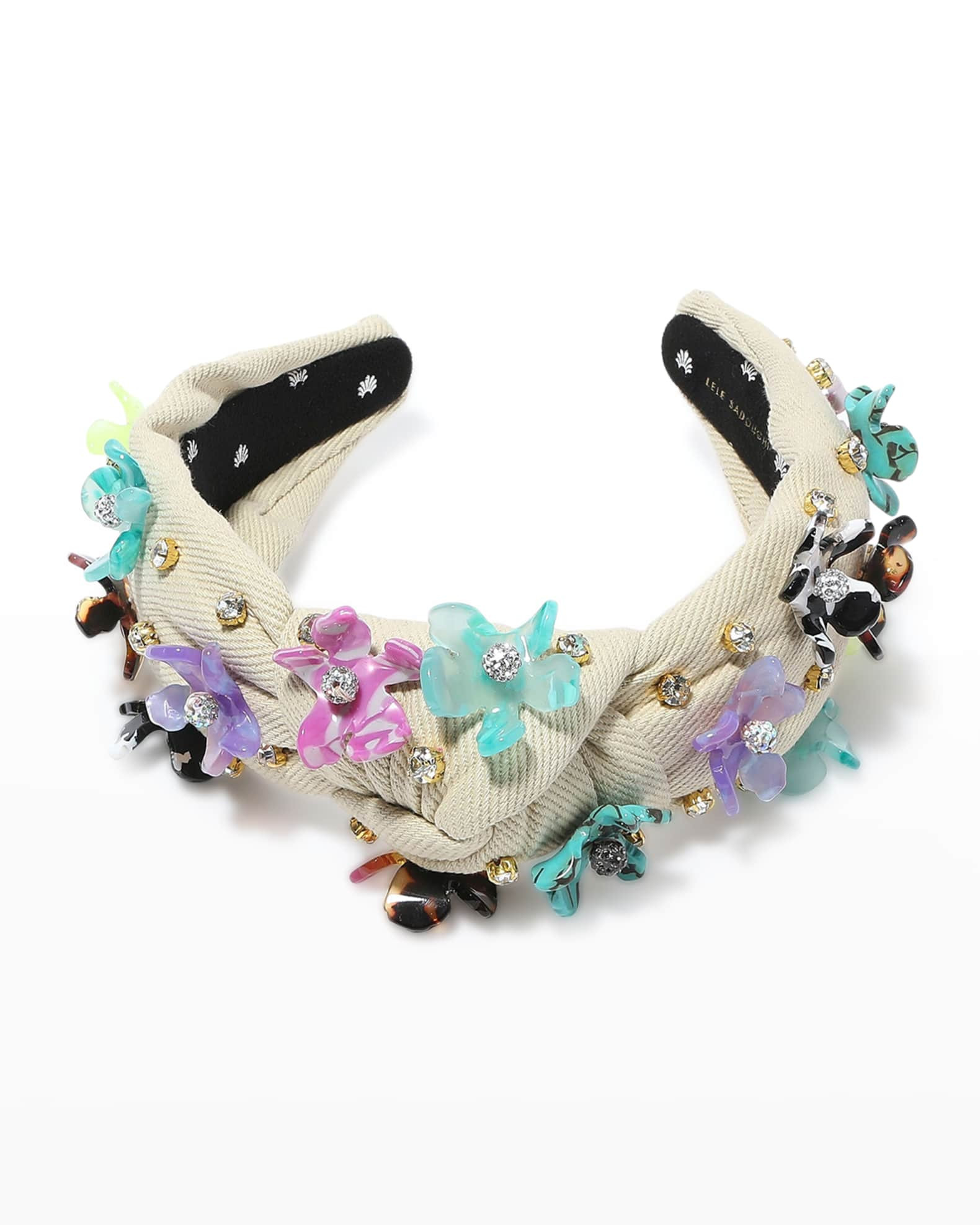 Lele Sadoughi Crystal Lily Knot Headband | Neiman Marcus