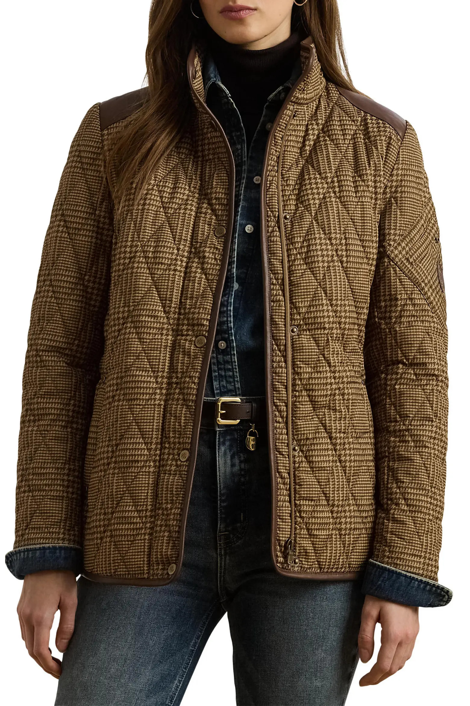 Lauren Ralph Lauren Houndstooth Quilted Barn Jacket (Women) | Nordstrom | Nordstrom