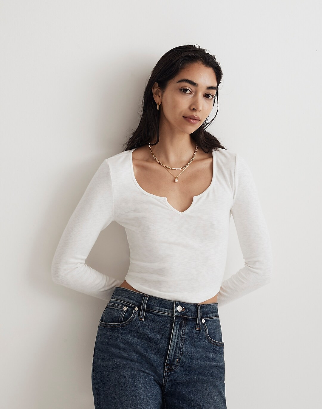 Split-Neck Long-Sleeve Tee | Madewell