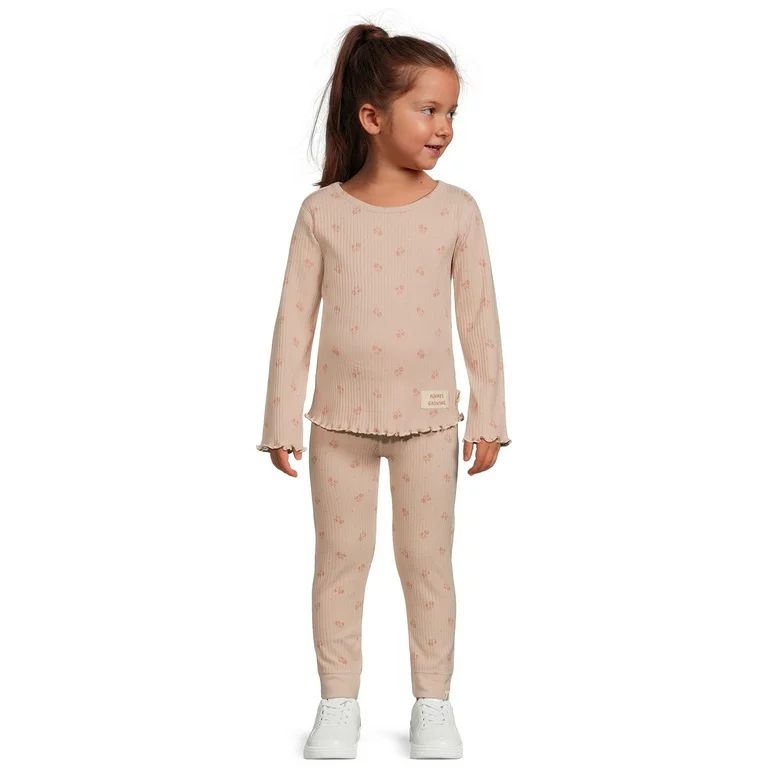 easy-peasy Toddler Girl Rib Long Sleeve Top and Leggings, 2-Piece Outfit Set, Sizes 12M-5T | Walmart (US)