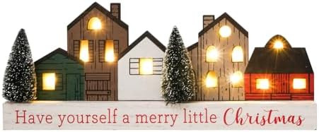 Christmas Decorations for Home Led Lighted Merry Christmas Tree Decor with Timer Wooden Rustic Fa... | Amazon (US)