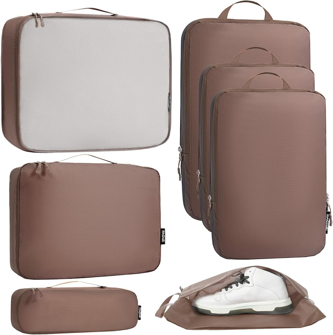 Bagail Ultralight Packing Cubes 7 Set, 3 Compression Packing Cubes 3 Packing Organizers with 1 Sh... | Amazon (US)