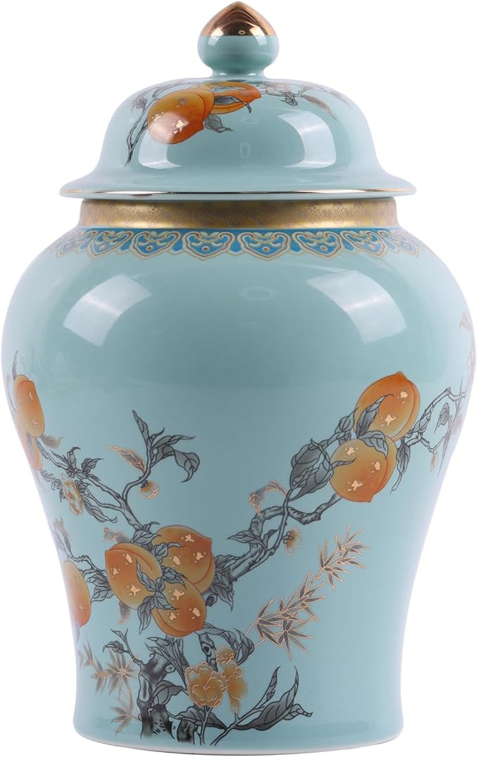 Chinese Ginger Jar with Lid Antique Style,Home Decorative Retro Blue and White Porcelain Flowers ... | Amazon (US)