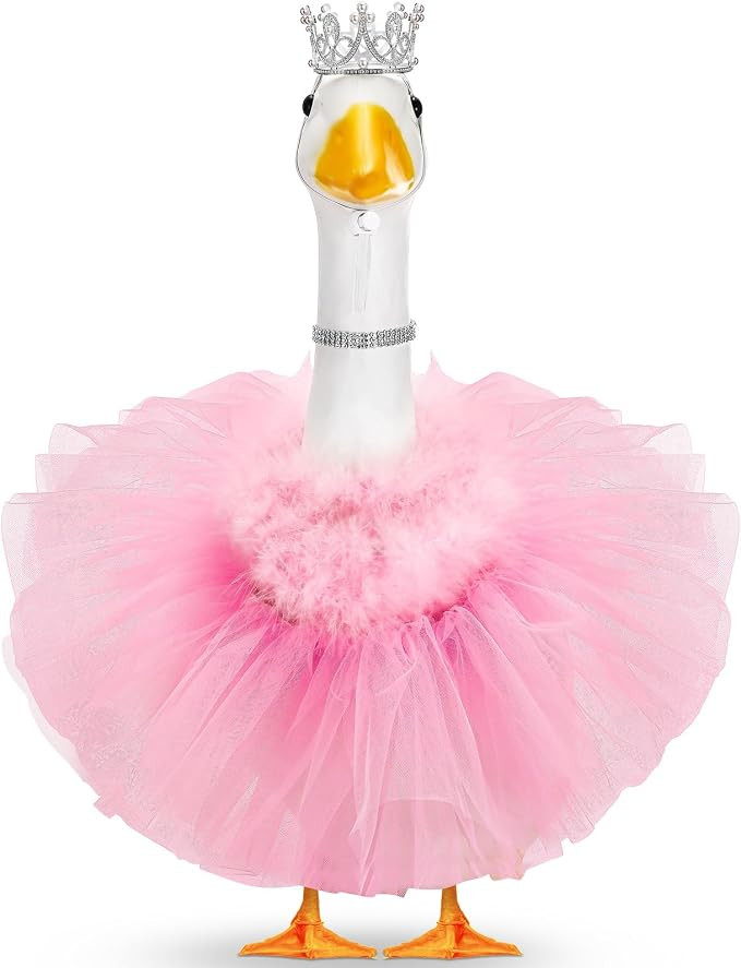 4 Pcs Princess Porch Goose Outfit for 23" 17" Cement Lawn Goose Costume Crown Necklace Tutu Skirt... | Amazon (US)