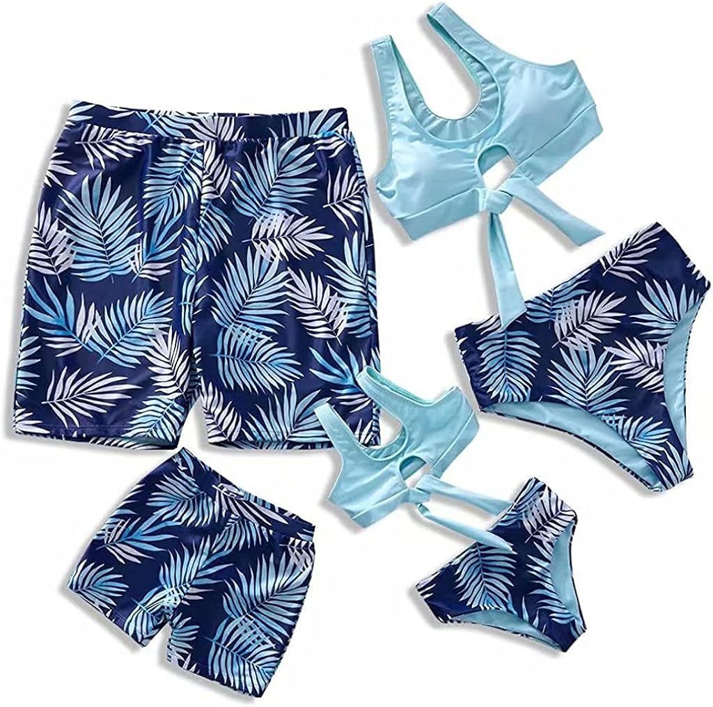 IFFEI Family Matching Swimsuits Two Pieces Bikini Reversible Coniferous Print Beachwear | Amazon (US)