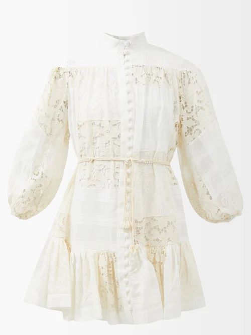 Zimmermann - Andie Patchwork Lace And Cotton-blend Voile Dress - Womens - Ivory | Matches (US)