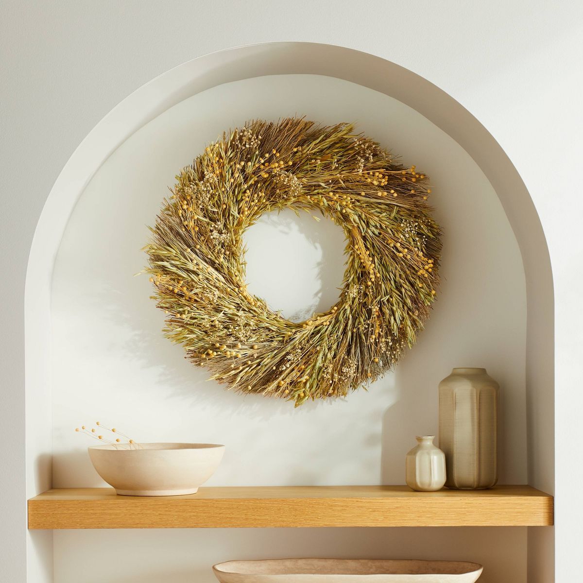 21" Preserved Grass & Lino Wreath - Hearth & Hand™ with Magnolia | Target