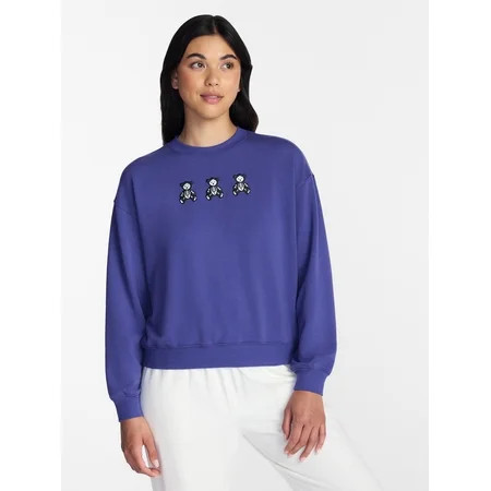 Way To Celebrate Women's French Terry Knit Long Sleeve Lounge / Sleep Top, Sizes XS to 3X | Walmart (US)