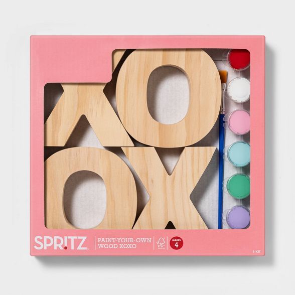 4pk Wood XOXO Kit with Paints - Spritz™ | Target