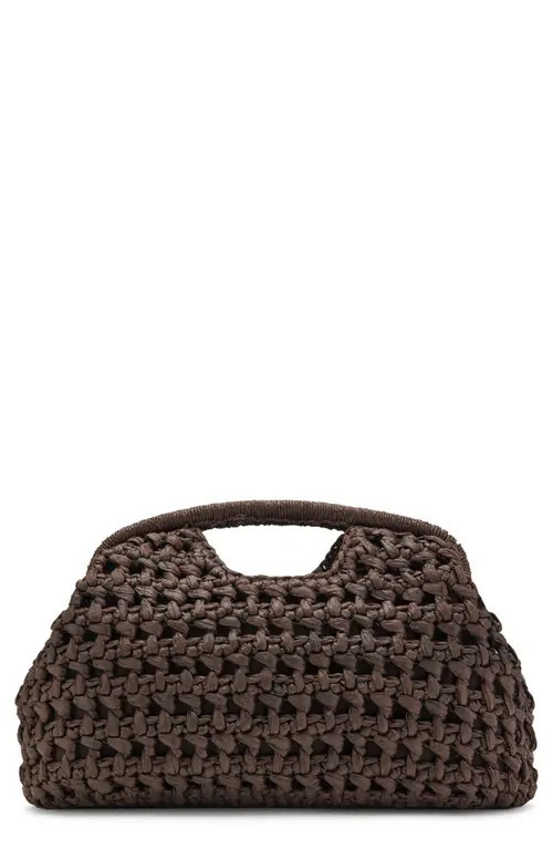 MANGO Natural Fiber Frame Clutch in Chocolate at Nordstrom | Nordstrom