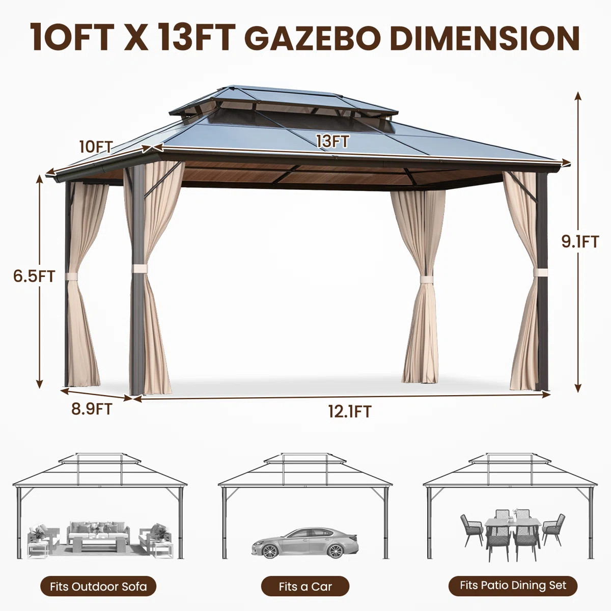 EROMMY Aluminum Patio Hardtop Gazebo & Reviews | Wayfair | Wayfair North America