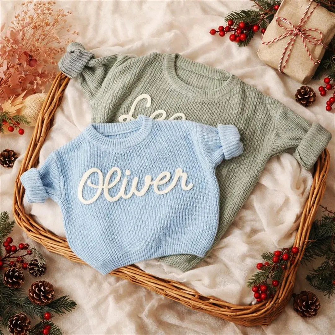 Personalized Baby Name Sweater, Custom Embroidered Knit Sweater, Newborn Coming Home Outfit, Baby... | Etsy (US)
