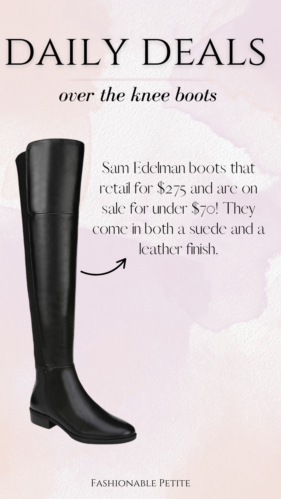 An otk boot for a fraction of the price! These Sam Edelman boots are perfect with legging or skinny jeans!

Winter boots, over the knee boots, otk boots, winter shoes 

#LTKFindsUnder100 #LTKSaleAlert #LTKShoeCrush