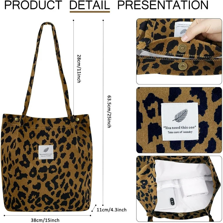 Ayieyill Corduroy Tote Bag for Women Girl Lady Large Corduroy Bag Canvas Shoulder Bag and Handbag... | Walmart (US)
