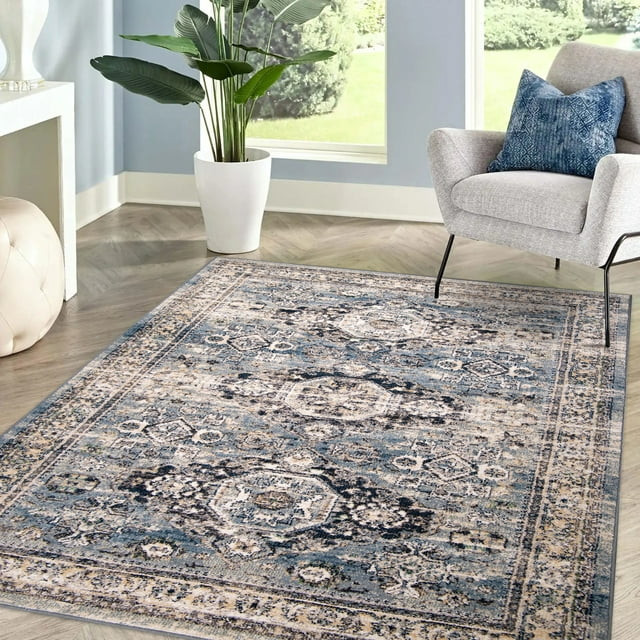 My Texas House Eastern Passage 5'3" X 7'6" Blue Grey Floral Area Rug - Walmart.com | Walmart (US)
