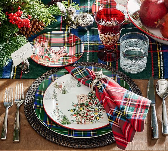 Stewart Plaid Stoneware Dinner Plates - Set of 4 | Pottery Barn (US)