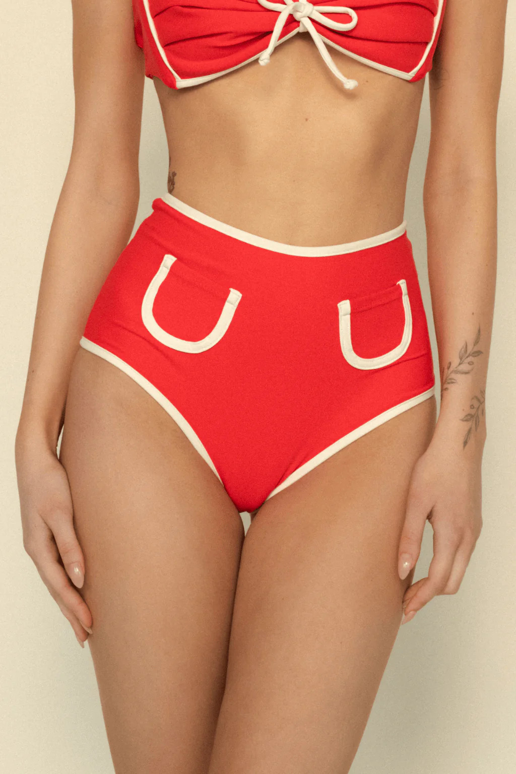 Cherry Cream Binded Polly Bikini Bottom | Montce
