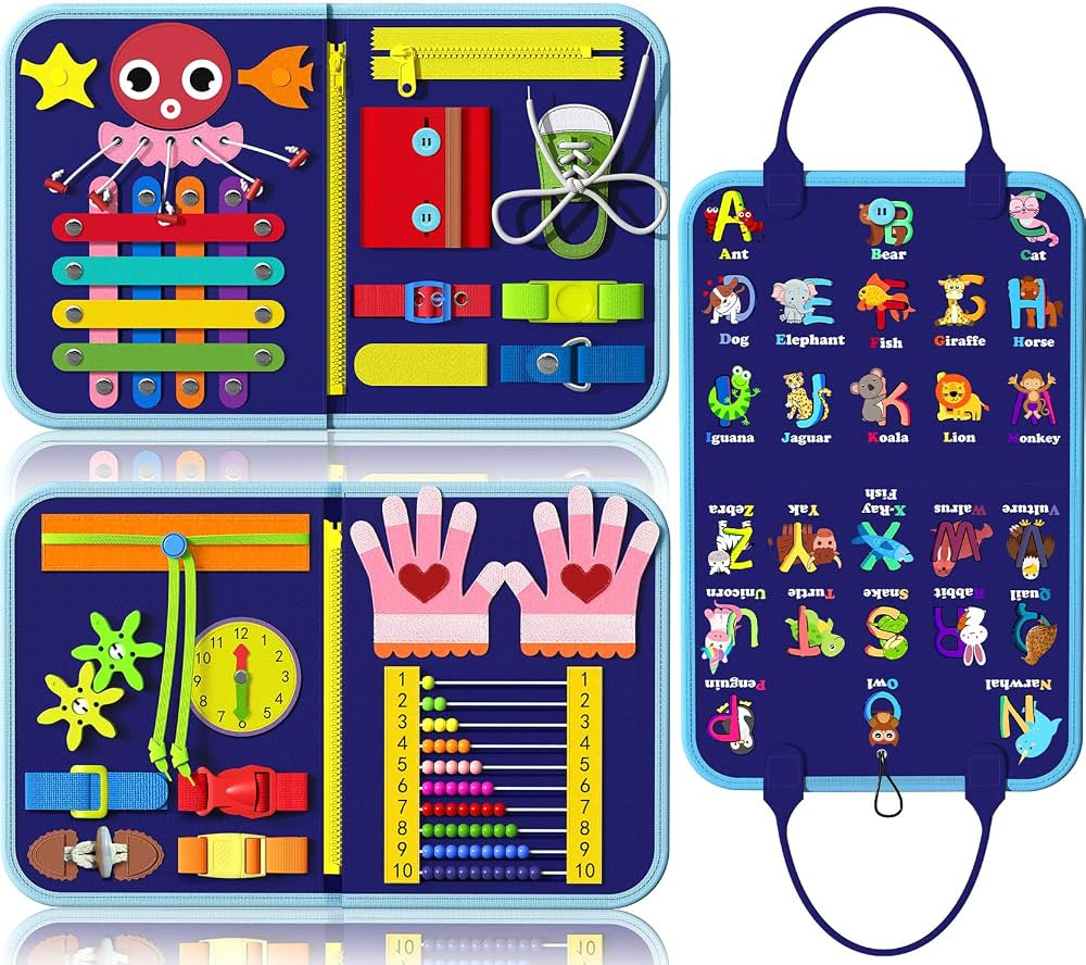 Exorany Busy Board Montessori Toys for 1 2 3 Year Old Boy & Girl Birthday Gifts, Autism Sensory T... | Amazon (US)
