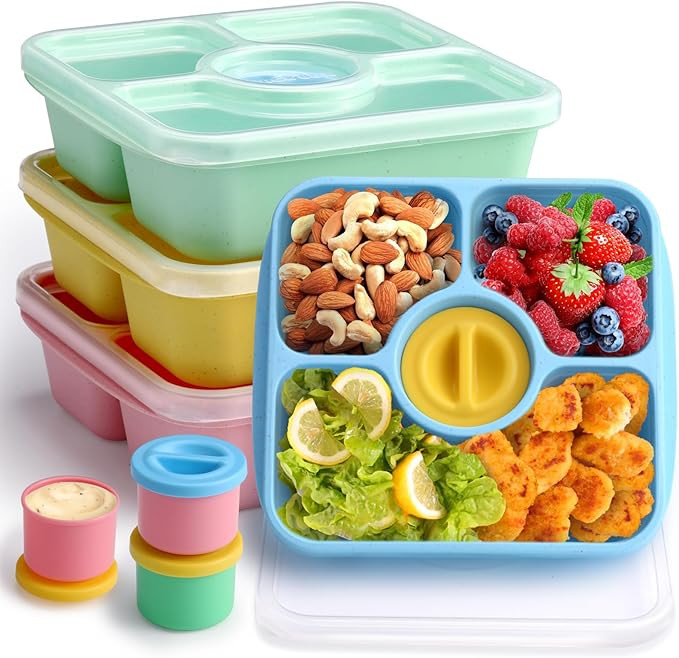 Bento Snack Box Containers for Adults Kids, 4 Pack Lunchable Meal Prep Containers Reusable, Stack... | Amazon (US)