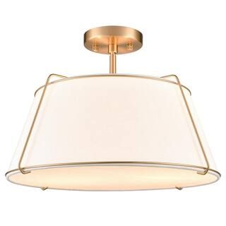 Light Society Lise 2-Light Brushed Brass/White Pendant with Fabric Shade LS-C556-AB | The Home Depot