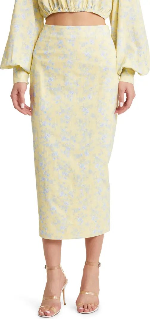 Harmony Floral Recycled Linen Pencil Skirt | Nordstrom