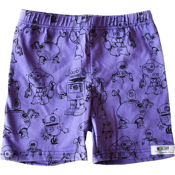 Robots Biker Shorts, Purple | Maisonette