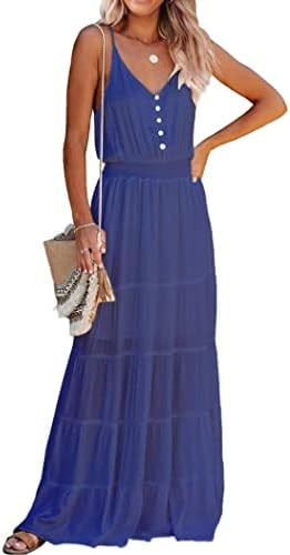 PRETTYGARDEN Women's 2026 Summer Maxi Dress Spaghetti Strap Sleeveless High Waist Beach Vacation ... | Amazon (US)