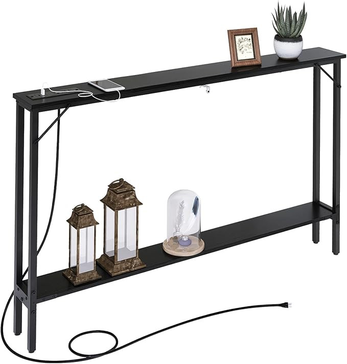 SAUCE ZHAN Sofa Table with Outlet and USB Port, 47" Console Behind Couch Table with Steel Frame, ... | Amazon (US)