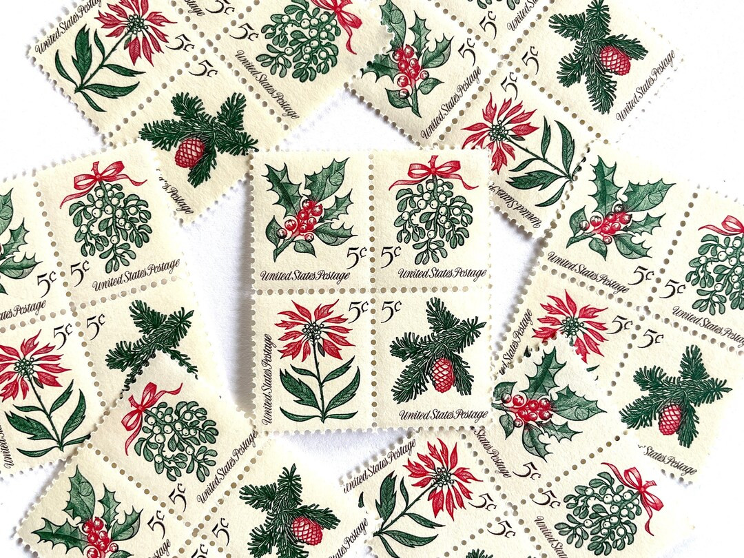 20 Vintage Unused Christmas Issue Stamps / Christmas Holiday Se-Tenant USPS Postage / 5 cents US ... | Etsy (US)