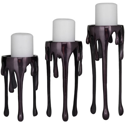 Set of 3 Metal Drip Candle Holder with Melting Designed Legs Black – CosmoLiving by Cosmopolita... | Target