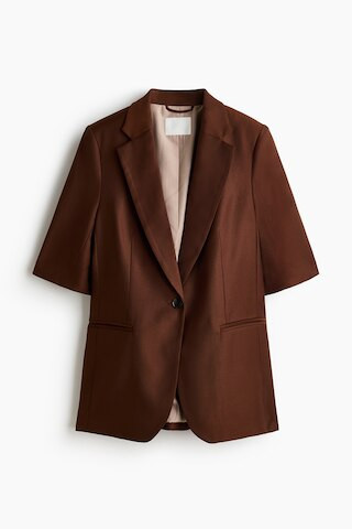 H & M - Short-Sleeved Jacket - Dark Rust Brown | H&M (US + CA)