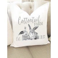 Farmhouse Easter Pillow Cover - Bunny Spring Decor Decorative Cotton Cottontail Farms | Etsy (US)