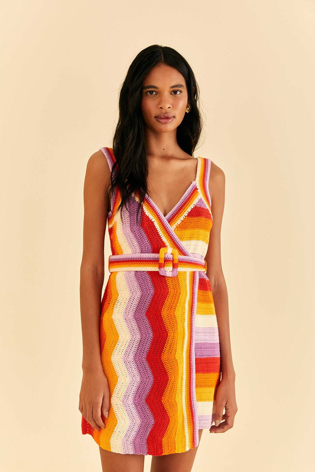 multi stripes crochet dress | FarmRio (US)