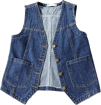 Peaceglad Womens Casual Jean Vest V Neck Open Front Button Down Sleeveless Denim Jacket with Pock... | Amazon (US)