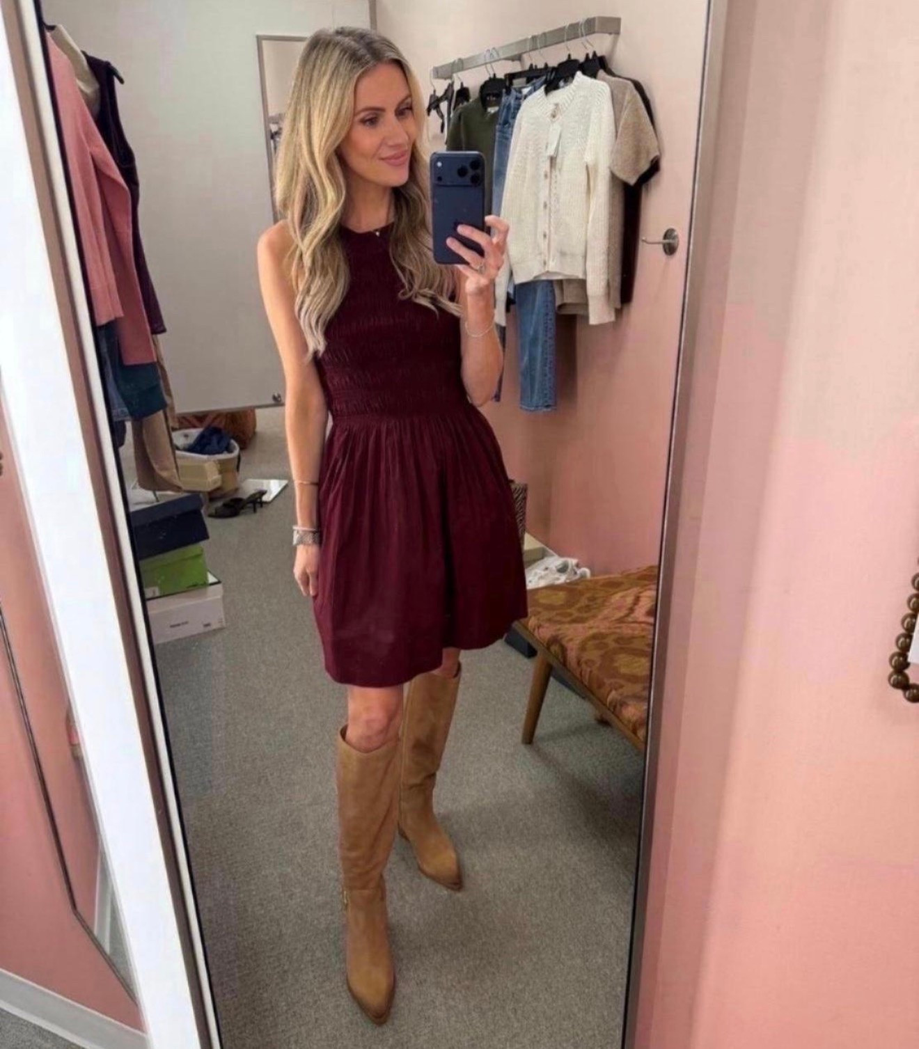 This burgundy dress is one of those pieces that makes getting dressed up so easy. The rich color looks beautiful with tall suede boots and is perfect for fall events, family photos, or date night. AND it's 100% cotton!!!

#LTKootd #LTKSeasonal #LTKPetite