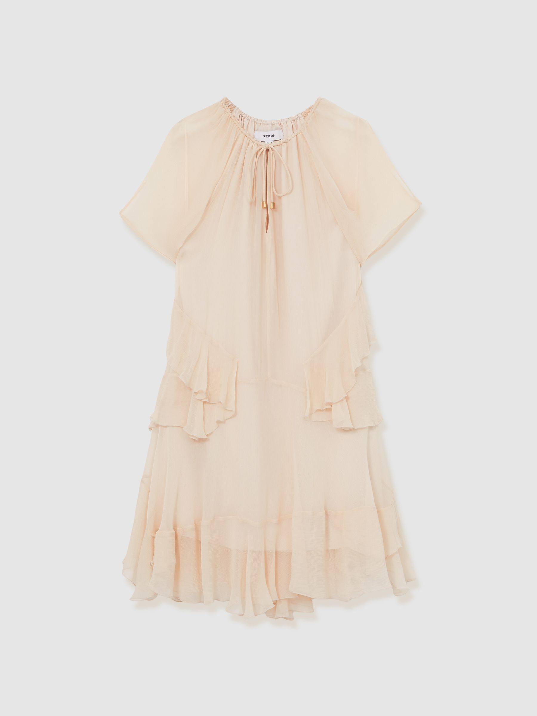 Short Ruffle Flippy Dress in Pink | Reiss UK