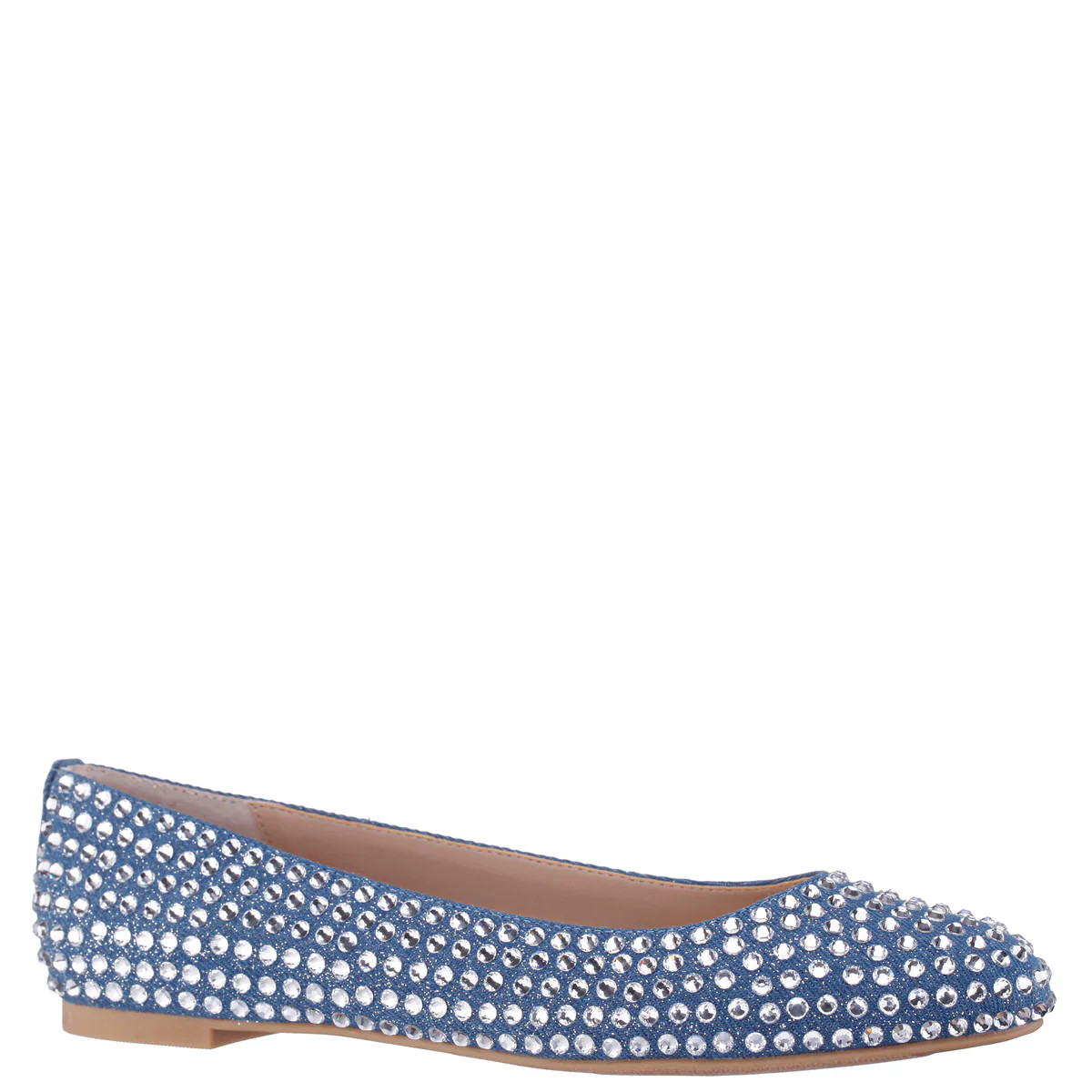 Womens Paula Blue With Clear Rhinestones Ballet Flat | Nina Shoes | Nina Shoes