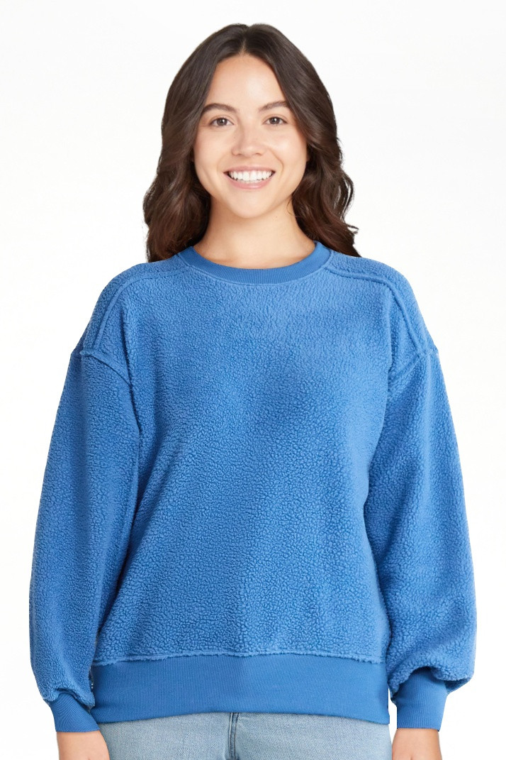 Time and Tru Women's Reverse Fleece Pullover Sweatshirt, XS-XXXL | Walmart (US)