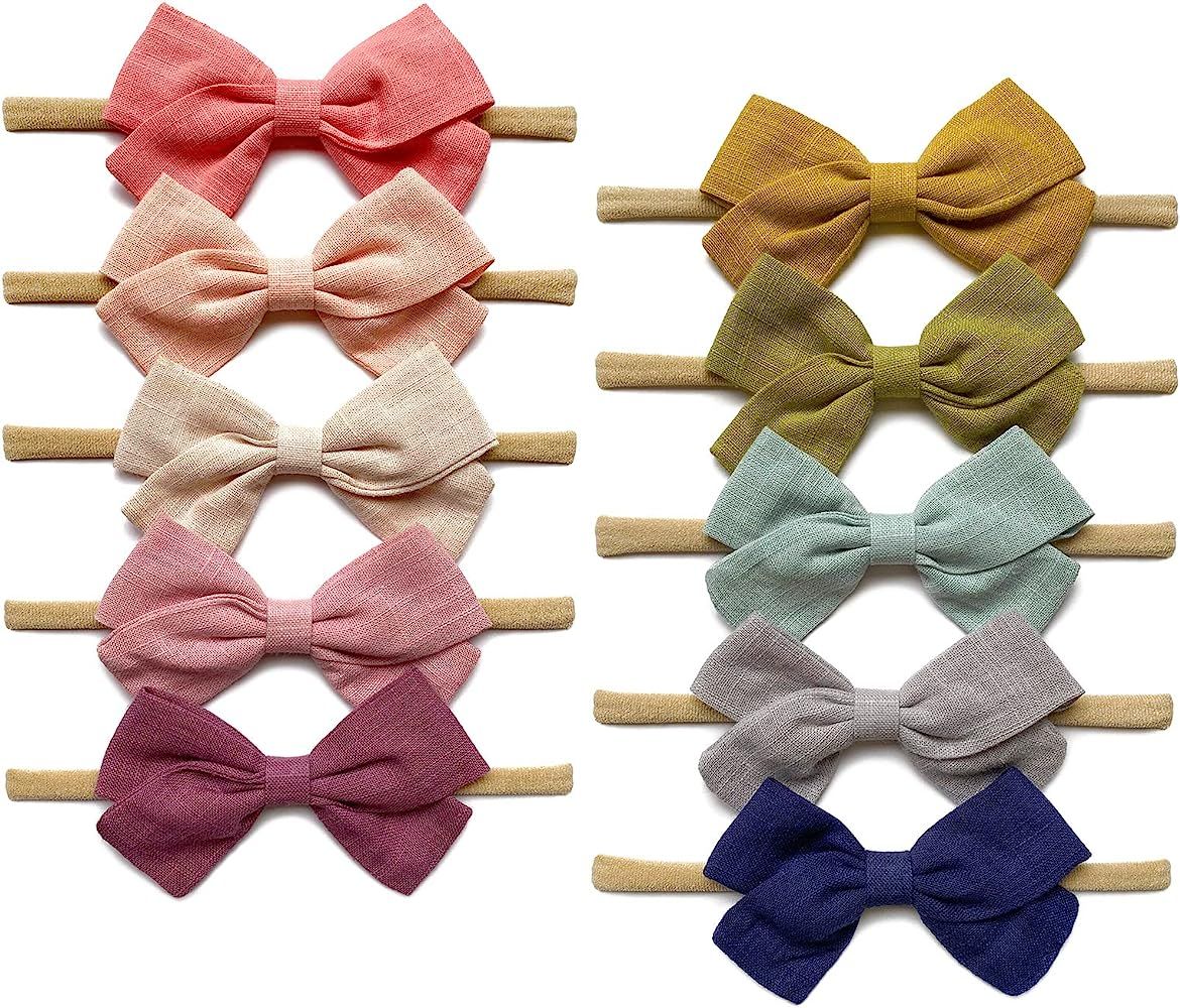 Baby Girl Headbands and Hair Bows, Nylon Hairbands for Newborn Infant Toddler by Cherssy | Amazon (US)