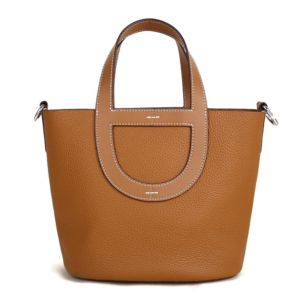 Genuine Leather Purse for Women: Designer Crossbody Bucket Bag for Ladies - Fashion Top-handle Ha... | Amazon (US)