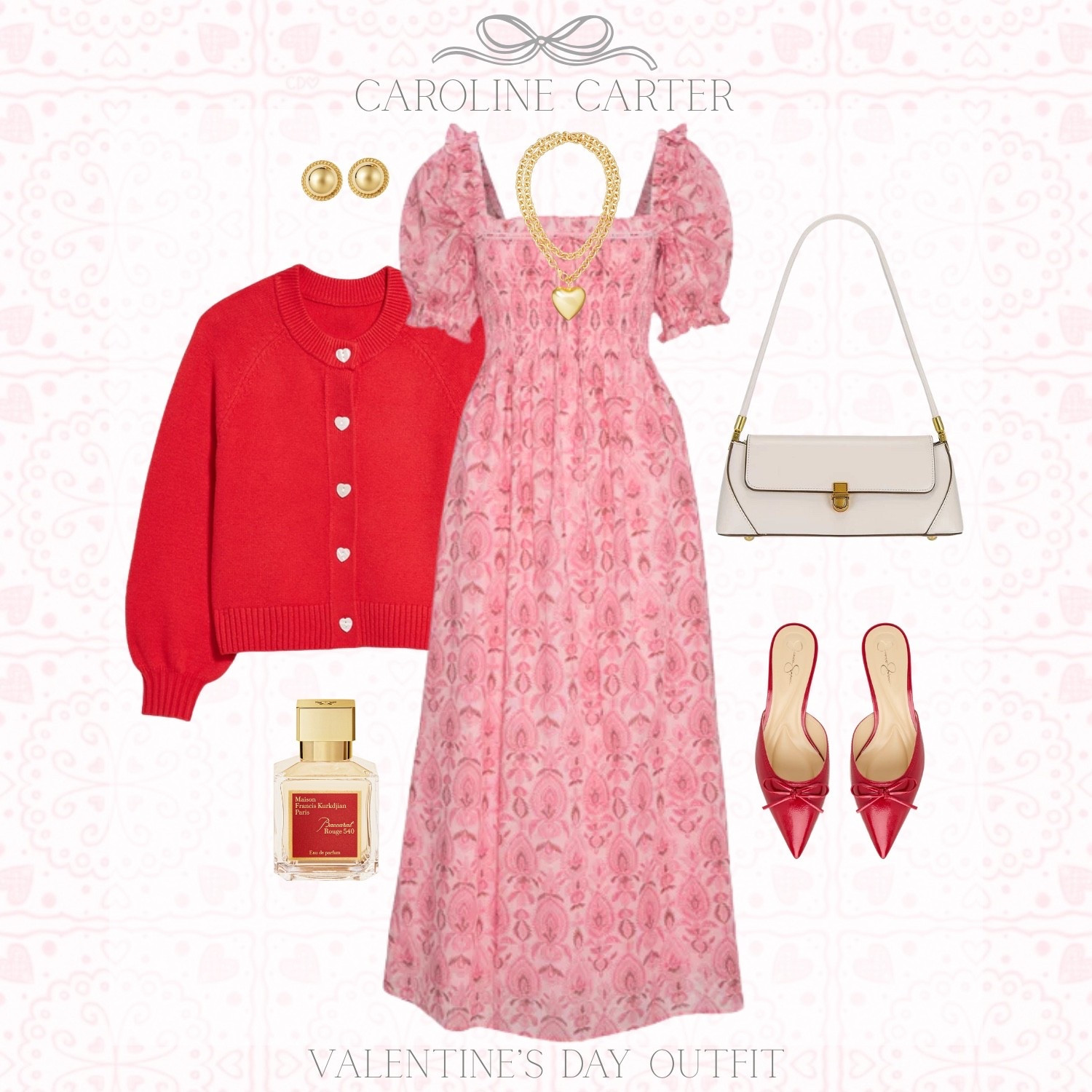 Classic Valentine’s charm 💕 Soft pinks, heart details, and a cozy red cardigan for the sweetest romantic look.

Valentine’s Day outfit, pink midi dress, red cardigan, heart button cardigan, romantic outfit, feminine style, classic style, grandmillennial, Valentine’s fashion, dressy casual, winter to spring outfit, date night look, neutral handbag, red heels, gold jewelry, valentines outfit women

#LTKFindsUnder100 #LTKSeasonal #LTKootd