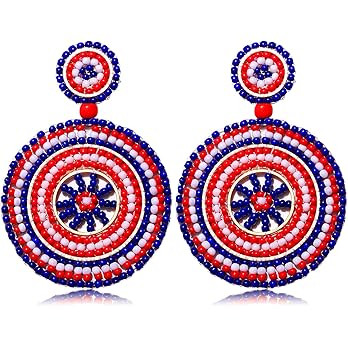 Beaded Drop Earrings for Women Handmade Colorful Beaded Earrings Boho Statement Beaded Dangle Ear... | Amazon (US)