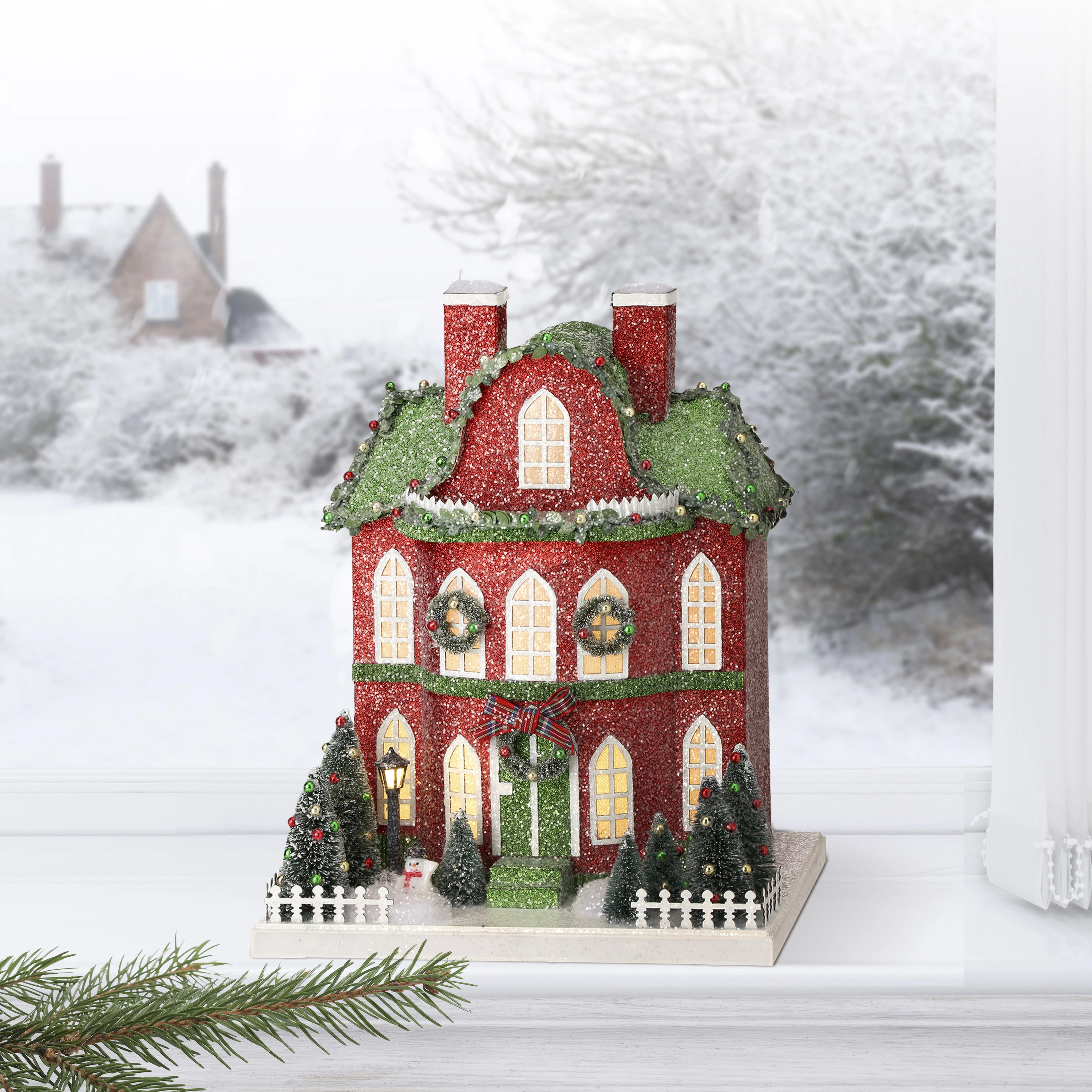 13" Led Cardboard Village Manor | Bed Bath & Beyond