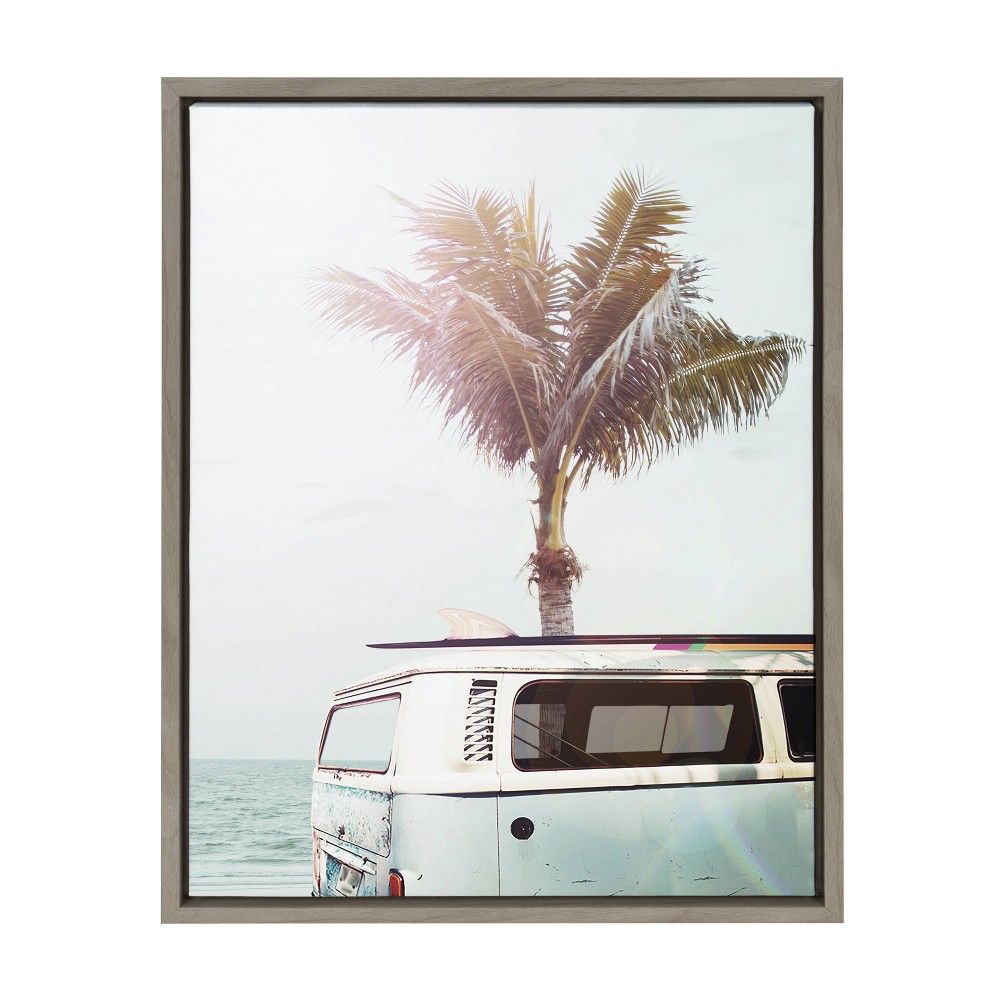 18"" x 24"" Sylvie Blue Beach Van Framed Canvas By Amy Peterson Gray - Kate and Laurel | Target