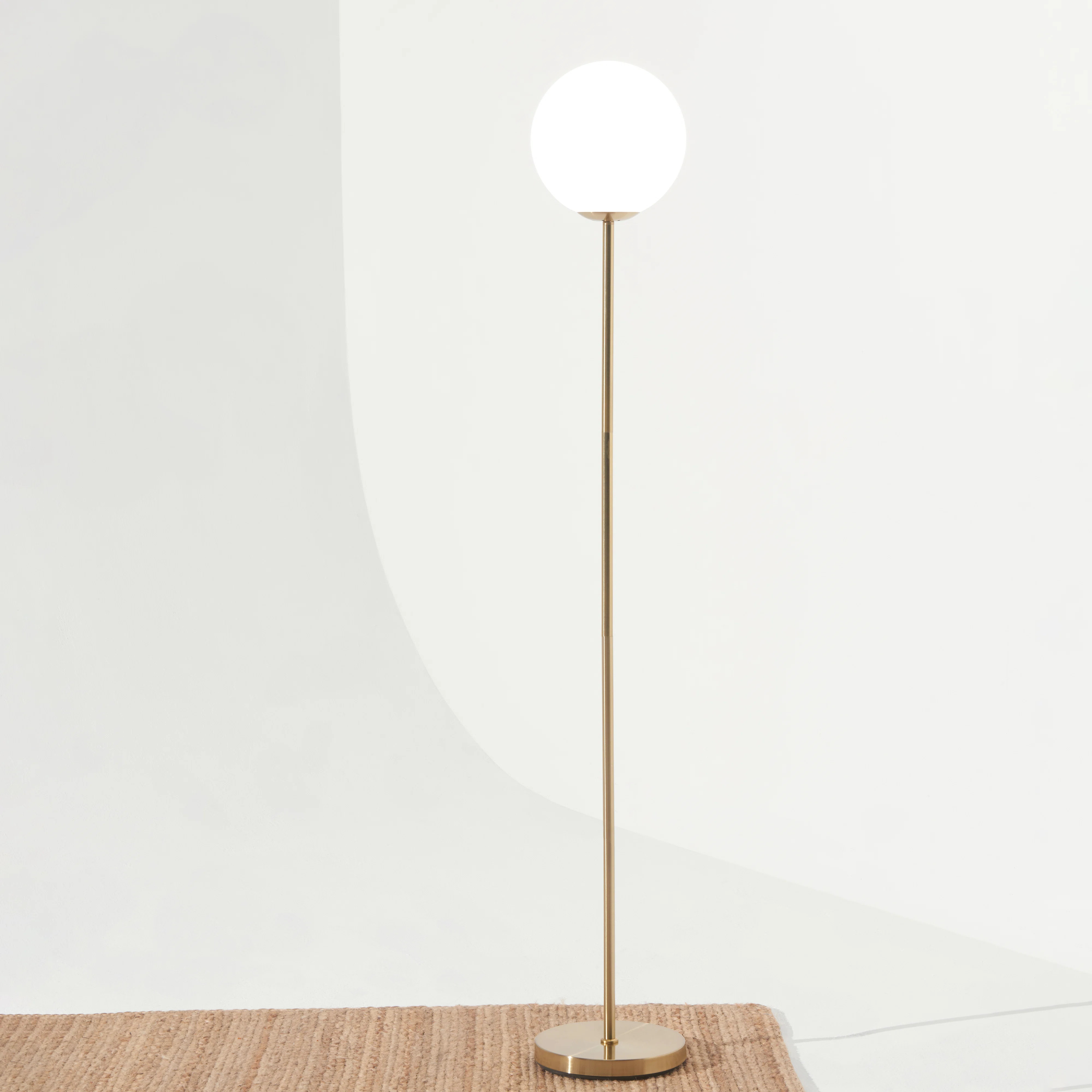 Luna Industrial Modern LED Floor Lamp with Glass Round Globe Shade | Wayfair North America