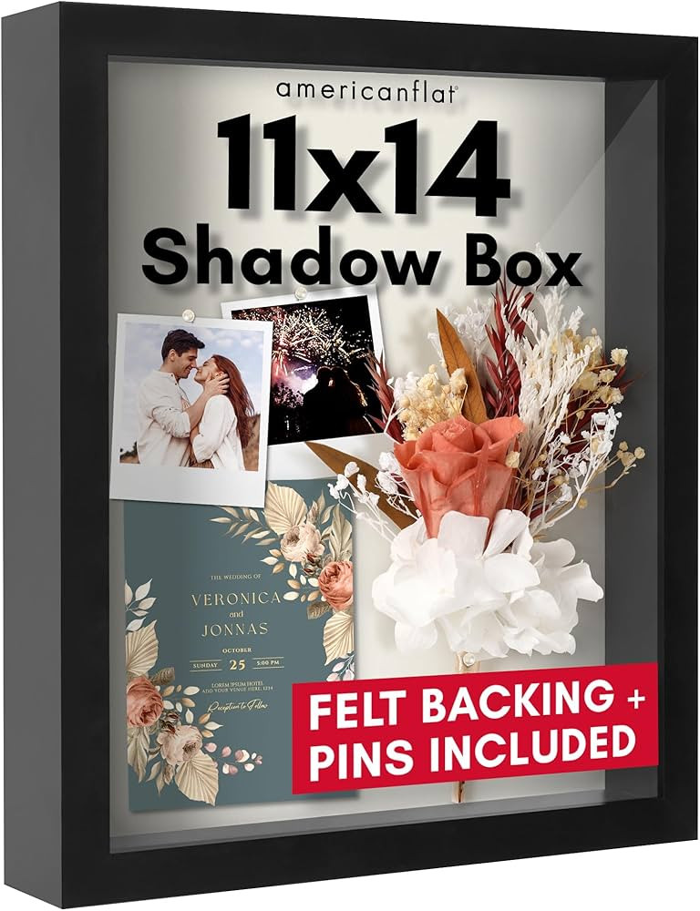Americanflat 11x14 Shadow Box Frame with Shatter-Resistant Glass - Silhouette Collection - Large ... | Amazon (US)