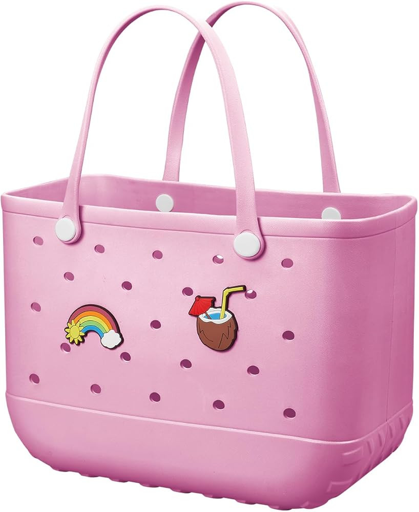 Beach Bag Rubber Tote Bag - Waterproof Travel Bag for Women Washable Tote Bag Handbag for Sports ... | Amazon (US)