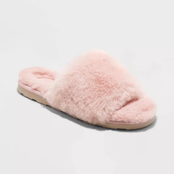 Women's Emma Faux Fur Slide Slippers - Stars Above™ | Target