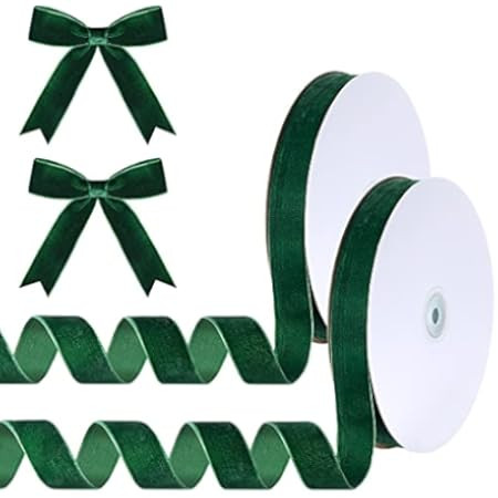 QIANF Vintage Green Velvet Ribbon, 3/8 Inch X 25Yd | Amazon (US)
